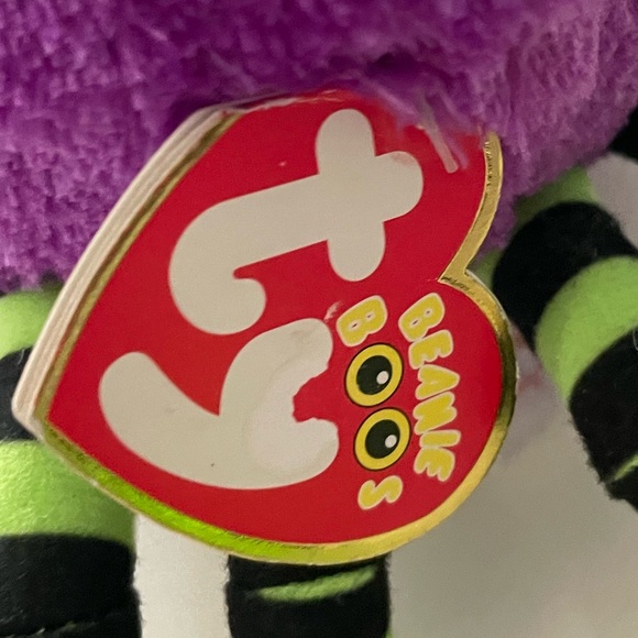 Ty Beanie Boos CRAWLY the Halloween Purple Spider 6" Stuffed Animal Toy Tag Flaw - Picture 2 of 8